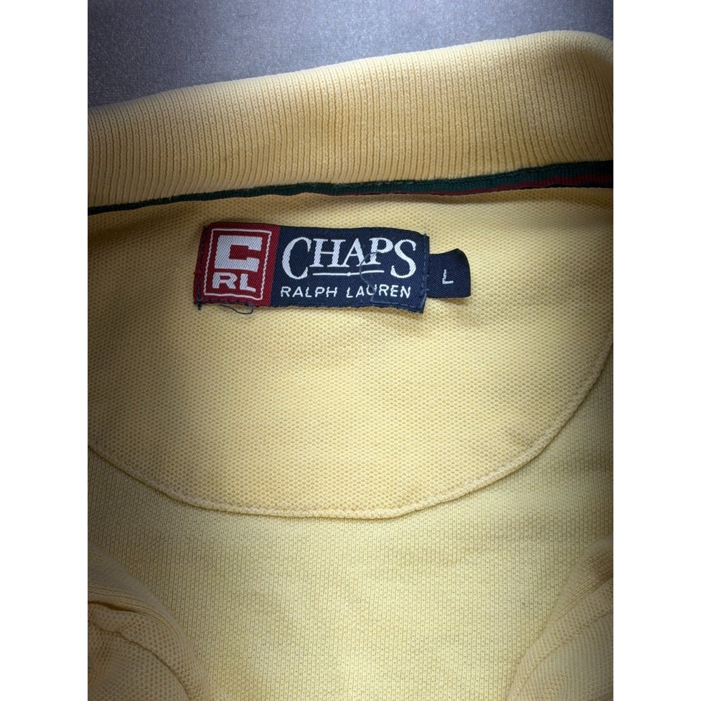 Chaps Ralph Lauren Yellow Polo Shirt Logo Size Large - Picture 9 of 14